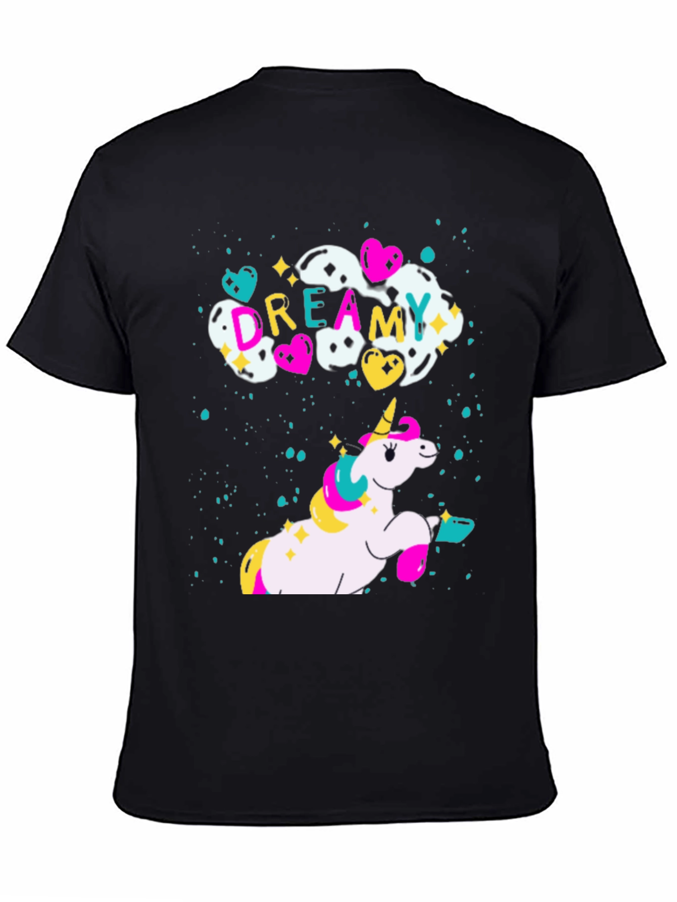 Dreamy Unicorn Graphic Black T-Shirt
