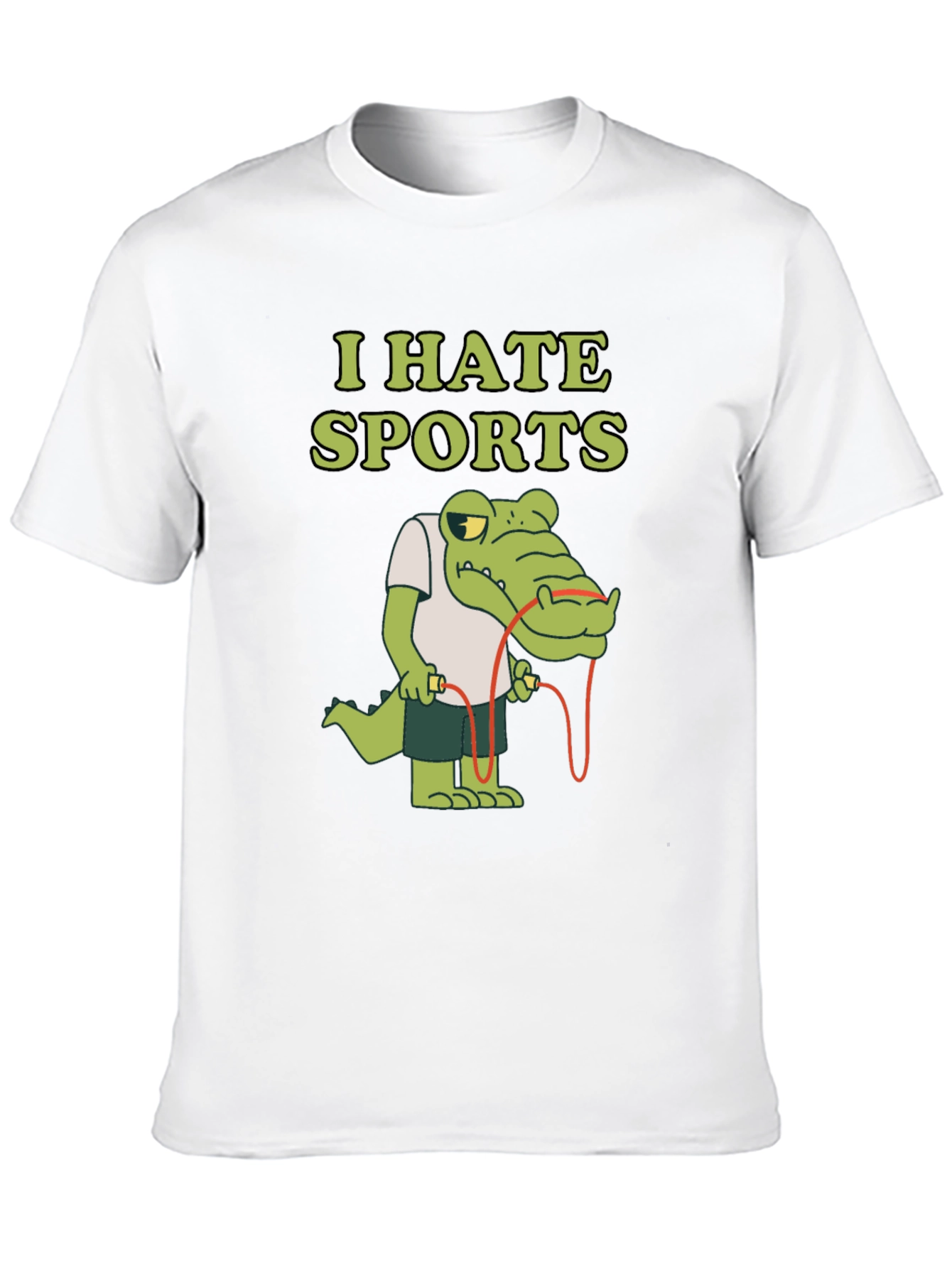 I Hate Sports T-Shirt Alligator Jump Rope