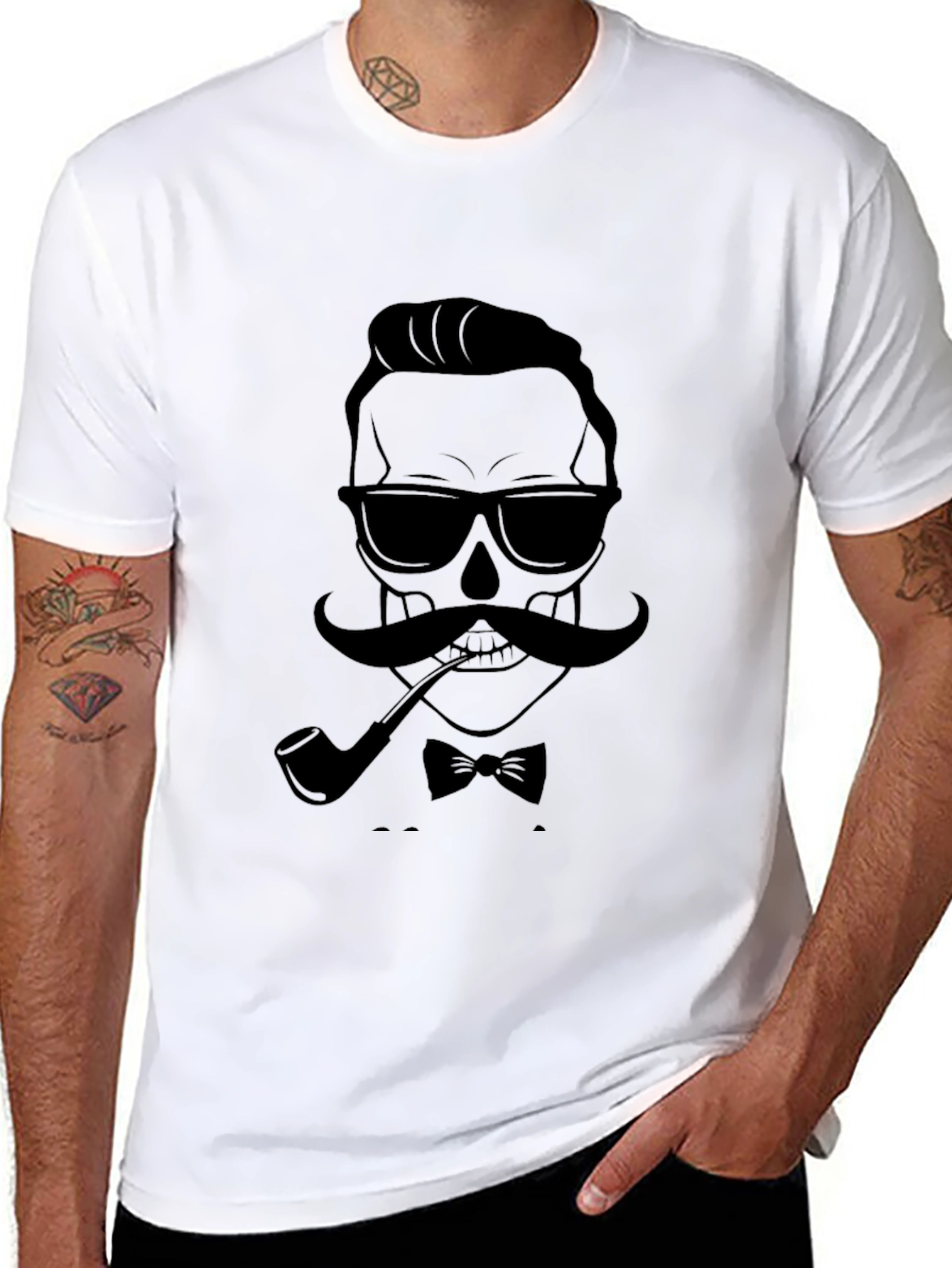 Skull Gentleman Graphic Tee - Black Casual T-Shirt