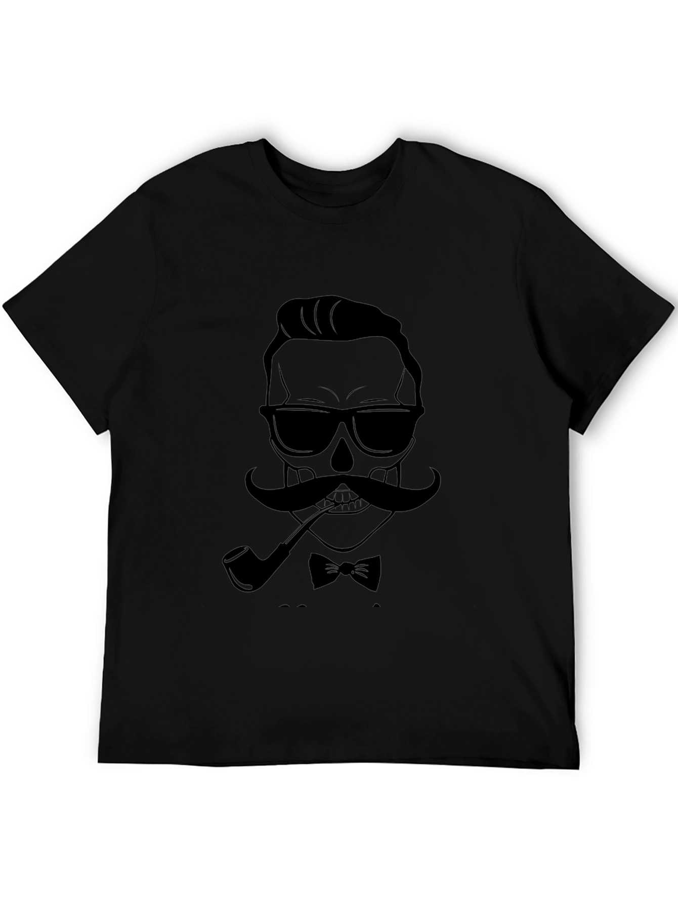 Skull Gentleman Graphic Tee - Black Casual T-Shirt