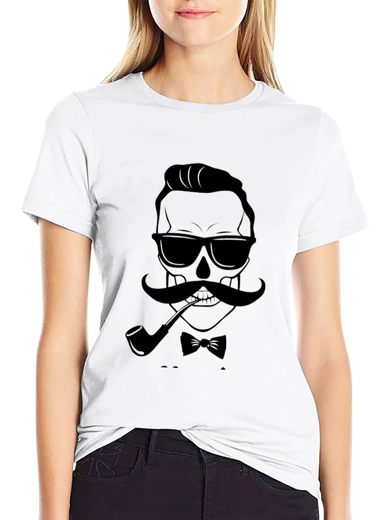 Skull Gentleman Graphic Tee - Black Casual T-Shirt