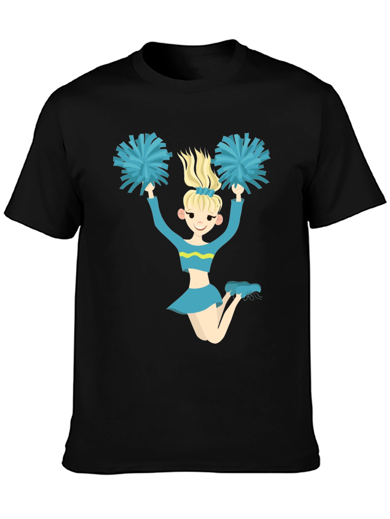 Cheerleader Graphic Tee - Black Cotton T-Shirt