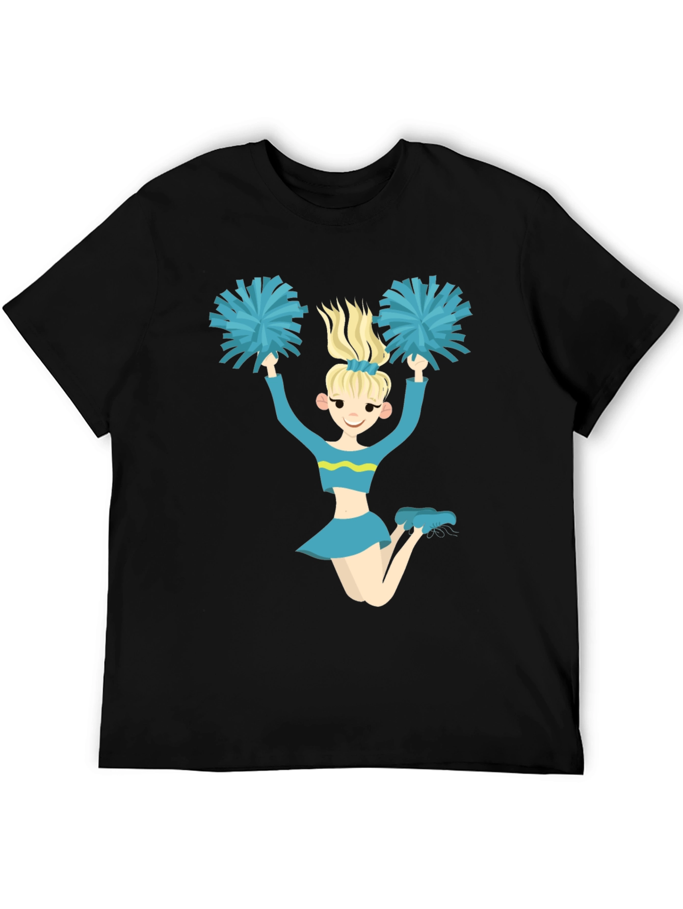 Cheerleader Graphic Tee - Black Cotton T-Shirt