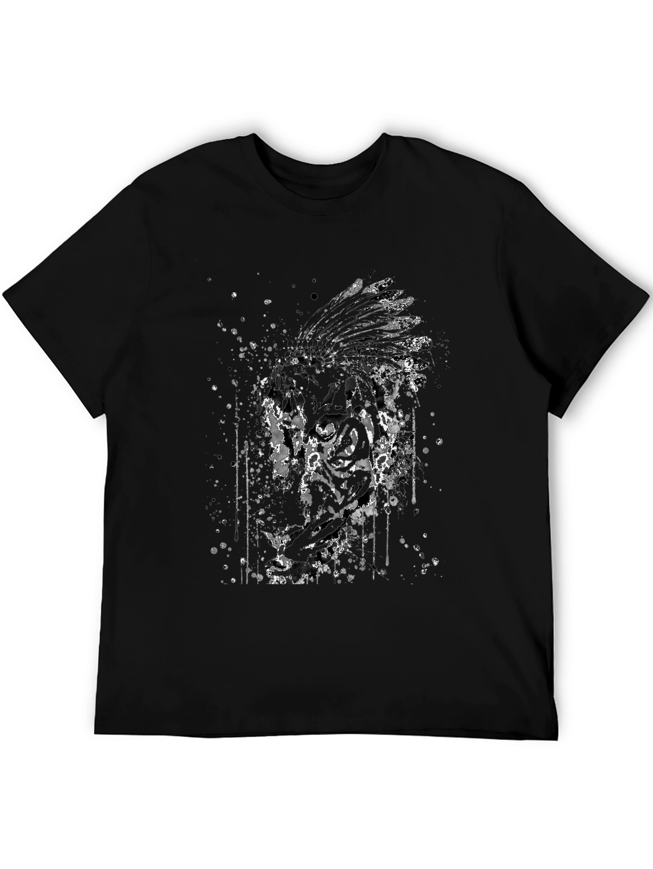 Mens Black T-Shirt with Native American Graphic