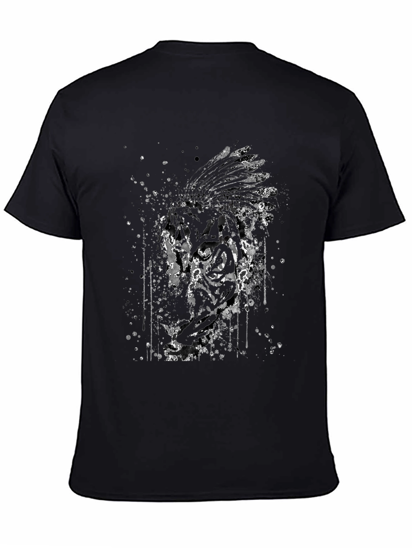 Mens Black T-Shirt with Native American Graphic