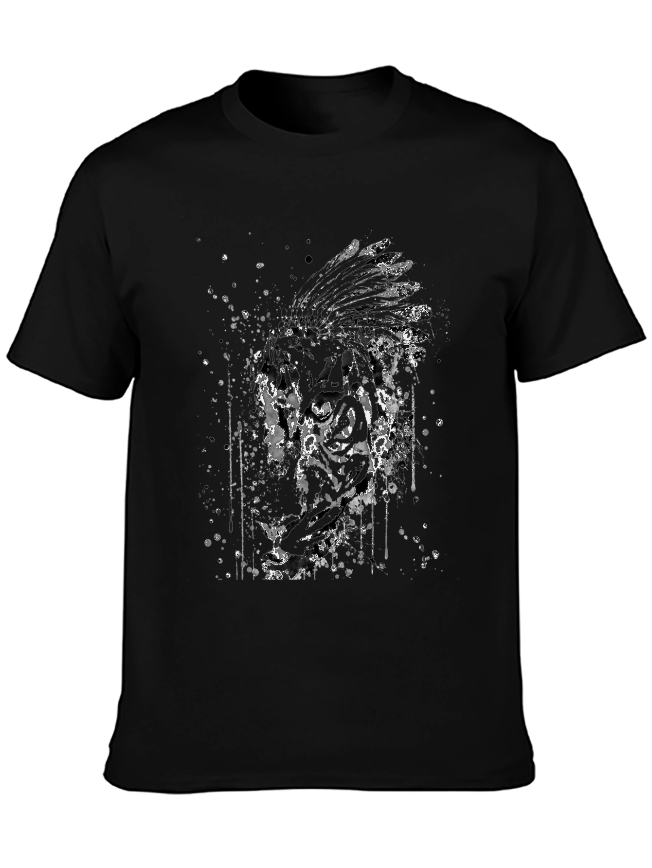 Mens Black T-Shirt with Native American Graphic