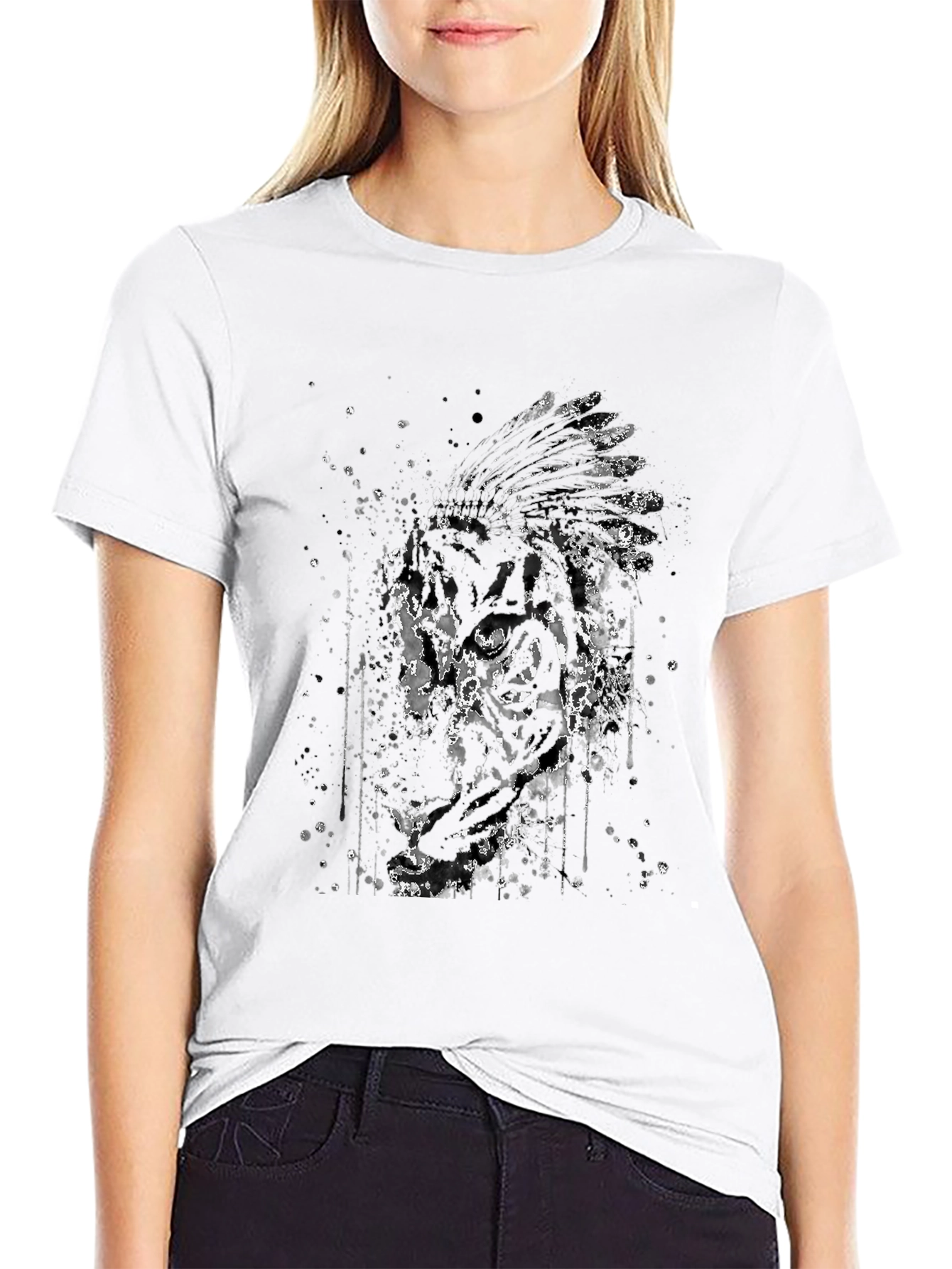 Mens Black T-Shirt with Native American Graphic