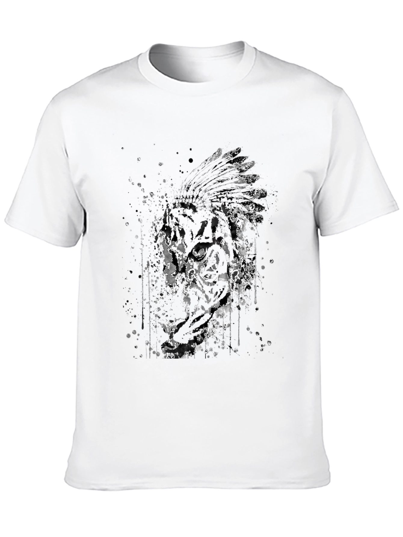 Mens Black T-Shirt with Native American Graphic