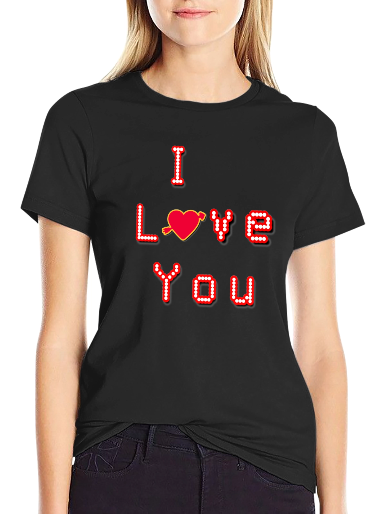 I Love You Gamer Pixel Tee - Black