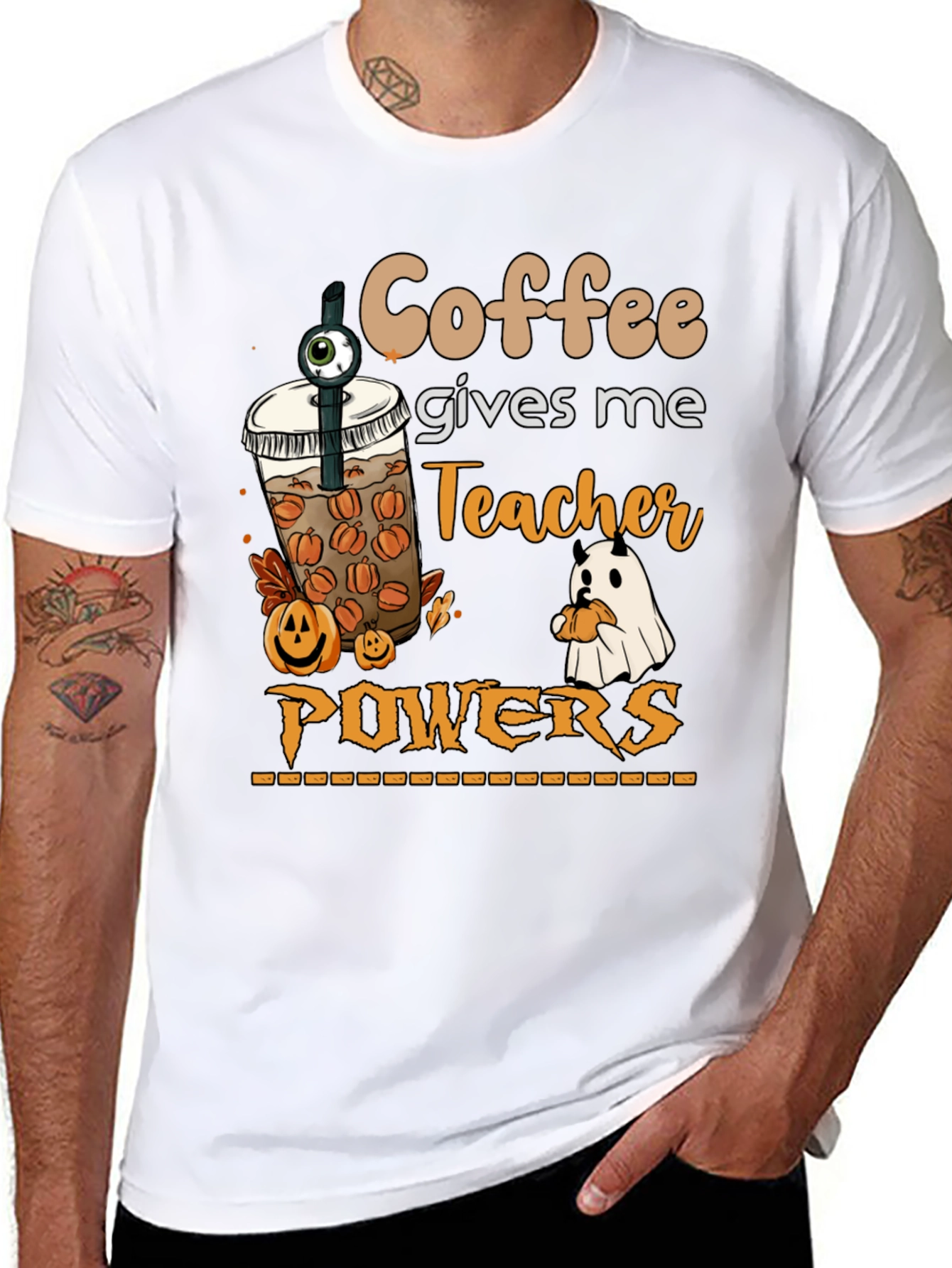 Coffee Gives Me Teacher Powers Halloween T-Shirt