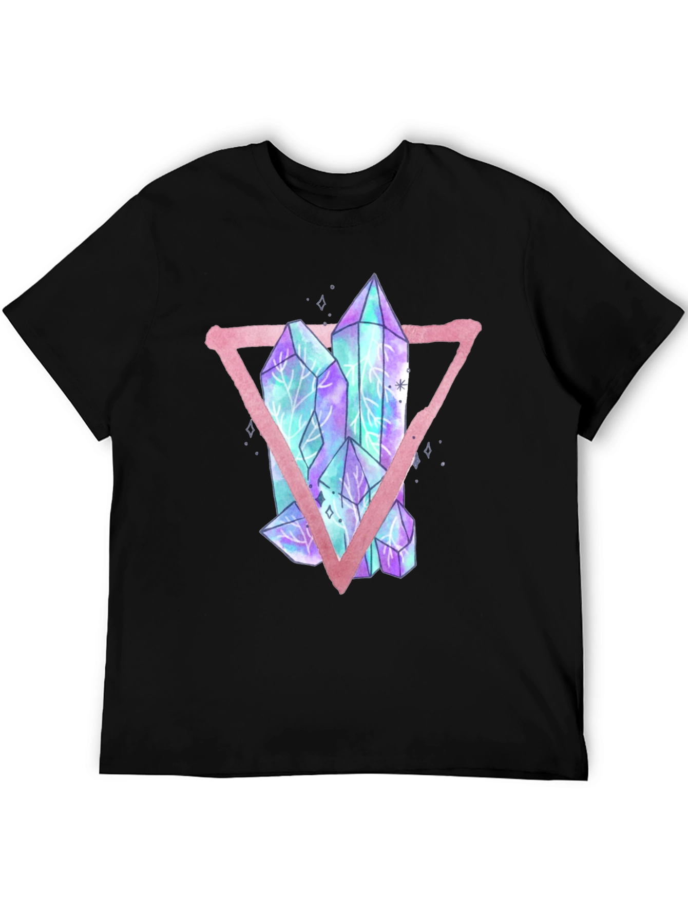 Crystals Triangle Graphic T-Shirt - Black