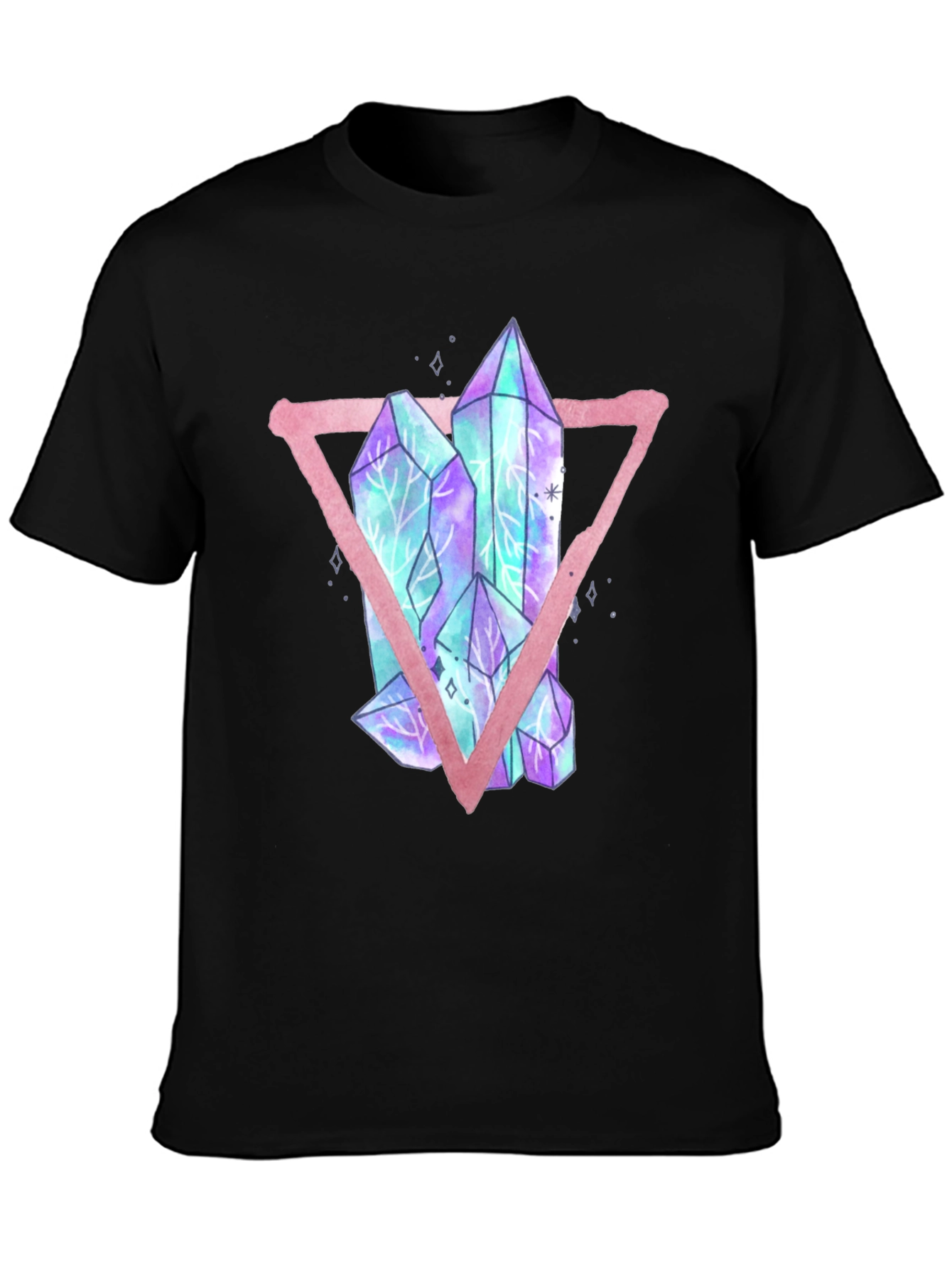 Crystals Triangle Graphic T-Shirt - Black