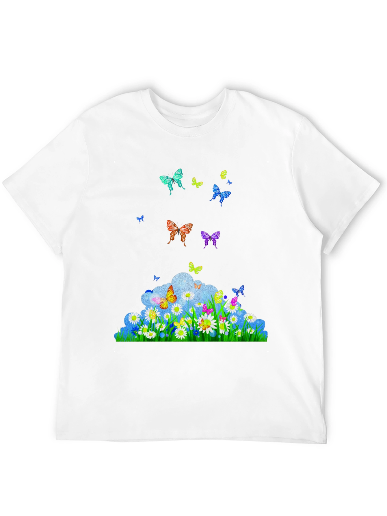 Butterfly Meadow Graphic Black T-Shirt
