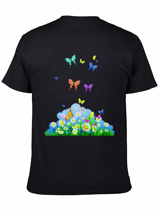 Butterfly Meadow Graphic Black T-Shirt