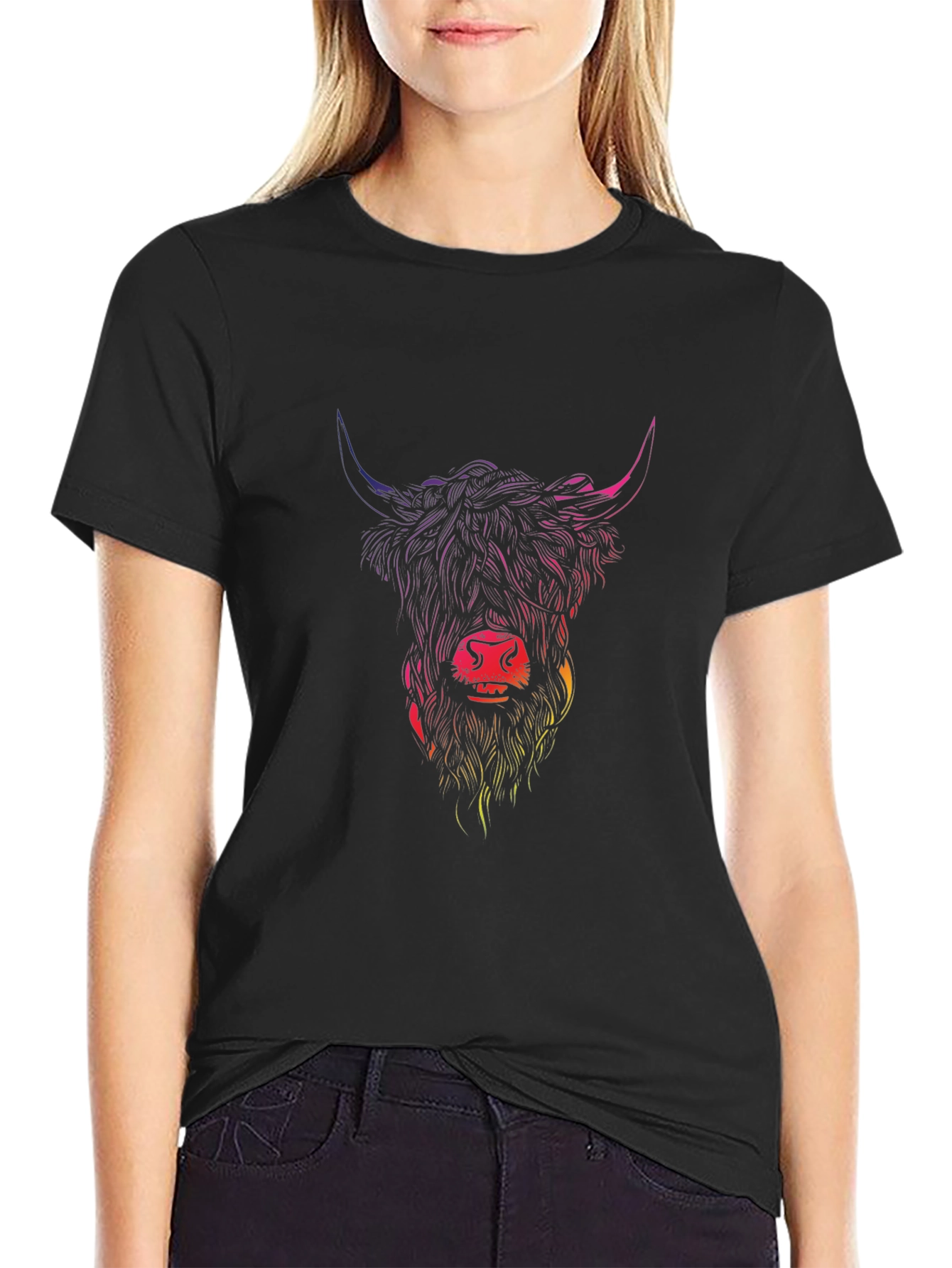 Highland Cow Graphic T-Shirt - Mens Black Tee
