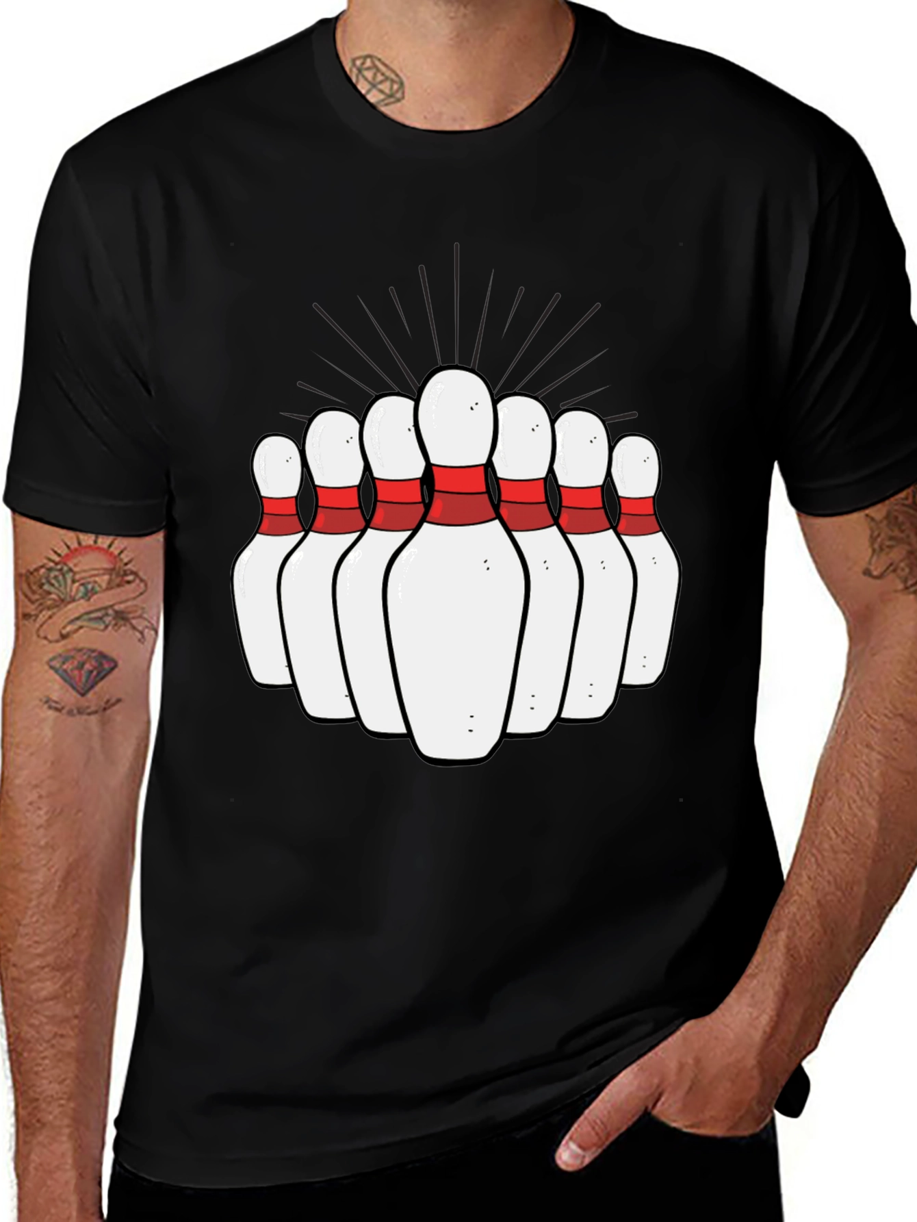Bowling Pins Graphic Tee - Strike Design T-Shirt