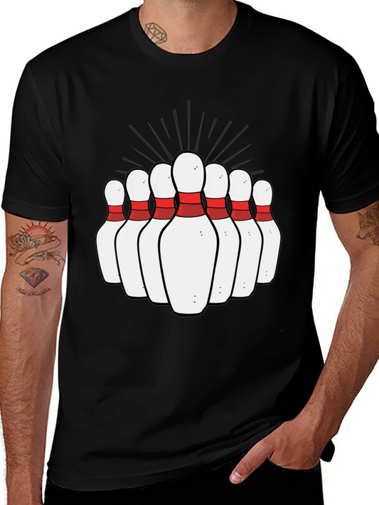 Bowling Pins Graphic Tee - Strike Design T-Shirt
