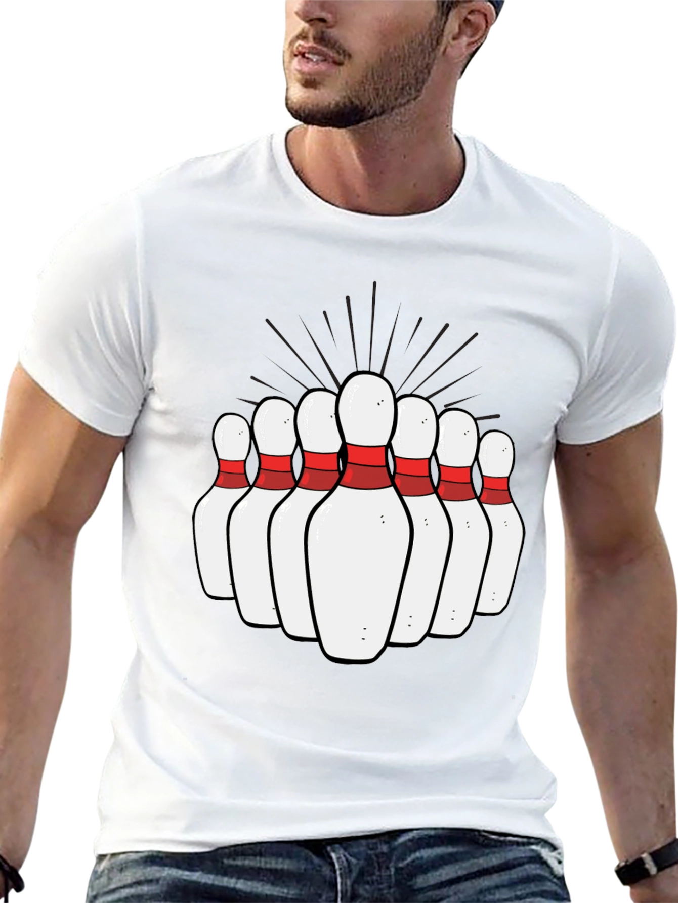 Bowling Pins Graphic Tee - Strike Design T-Shirt