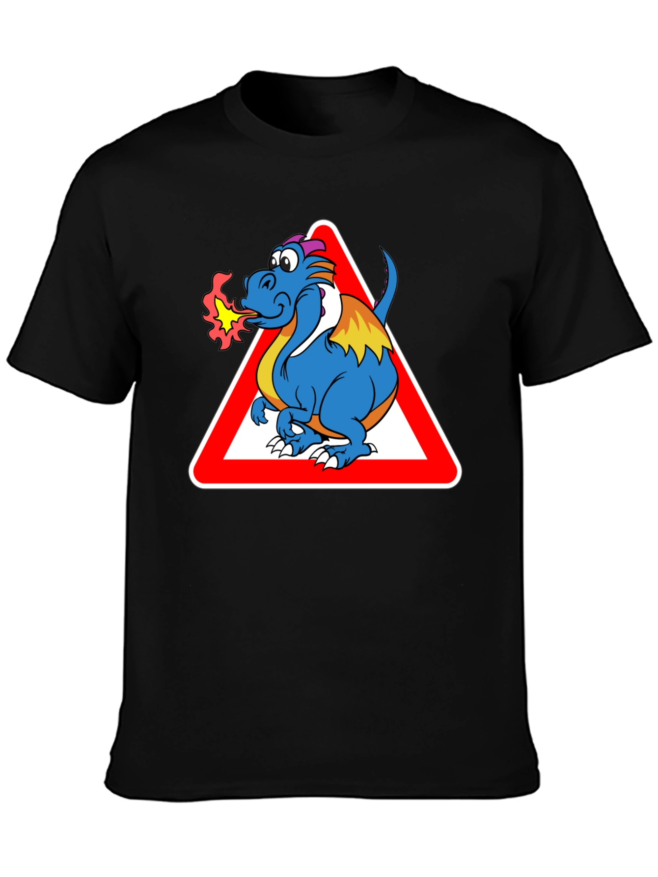 Funny Dragon Warning T-Shirt - Black Cotton Tee