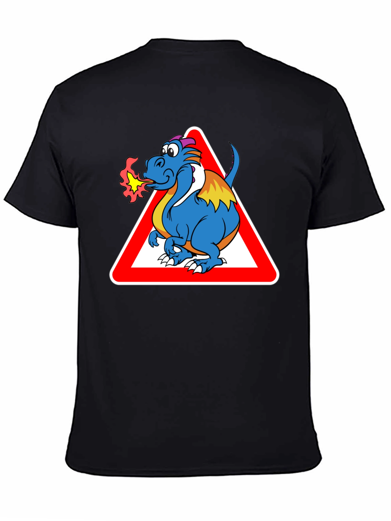 Funny Dragon Warning T-Shirt - Black Cotton Tee