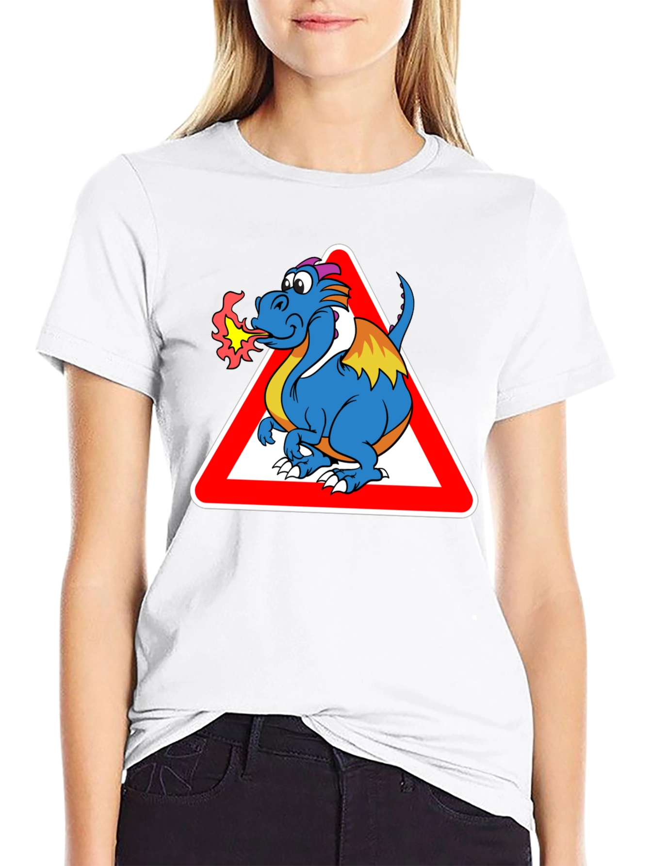 Funny Dragon Warning T-Shirt - Black Cotton Tee