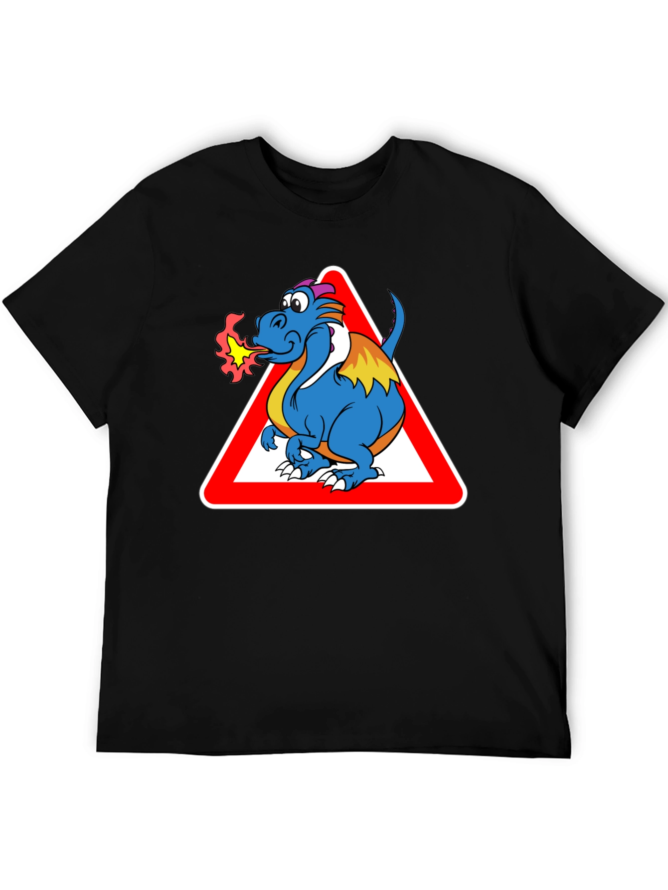 Funny Dragon Warning T-Shirt - Black Cotton Tee