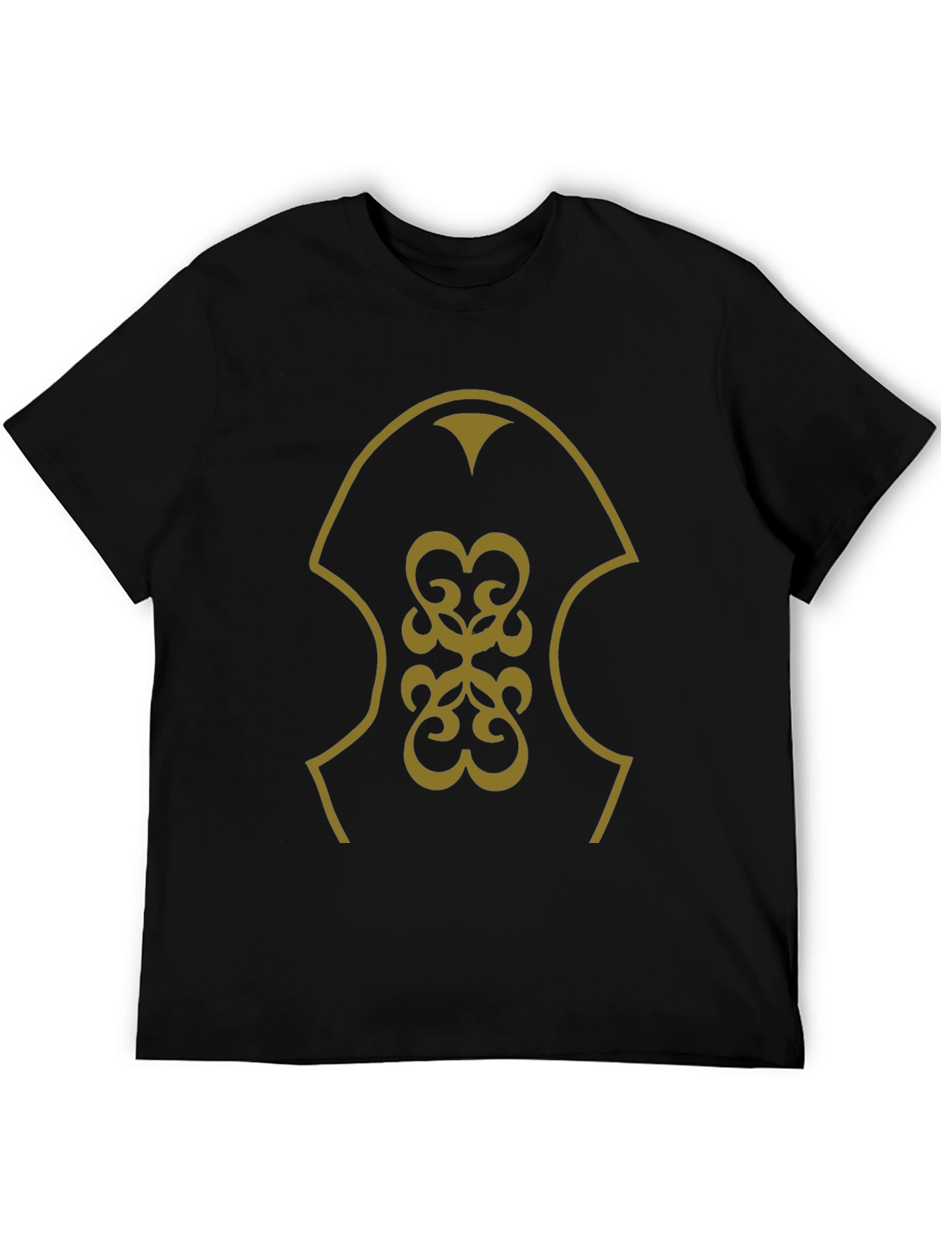 Stylish Black T-Shirt with Golden Pattern