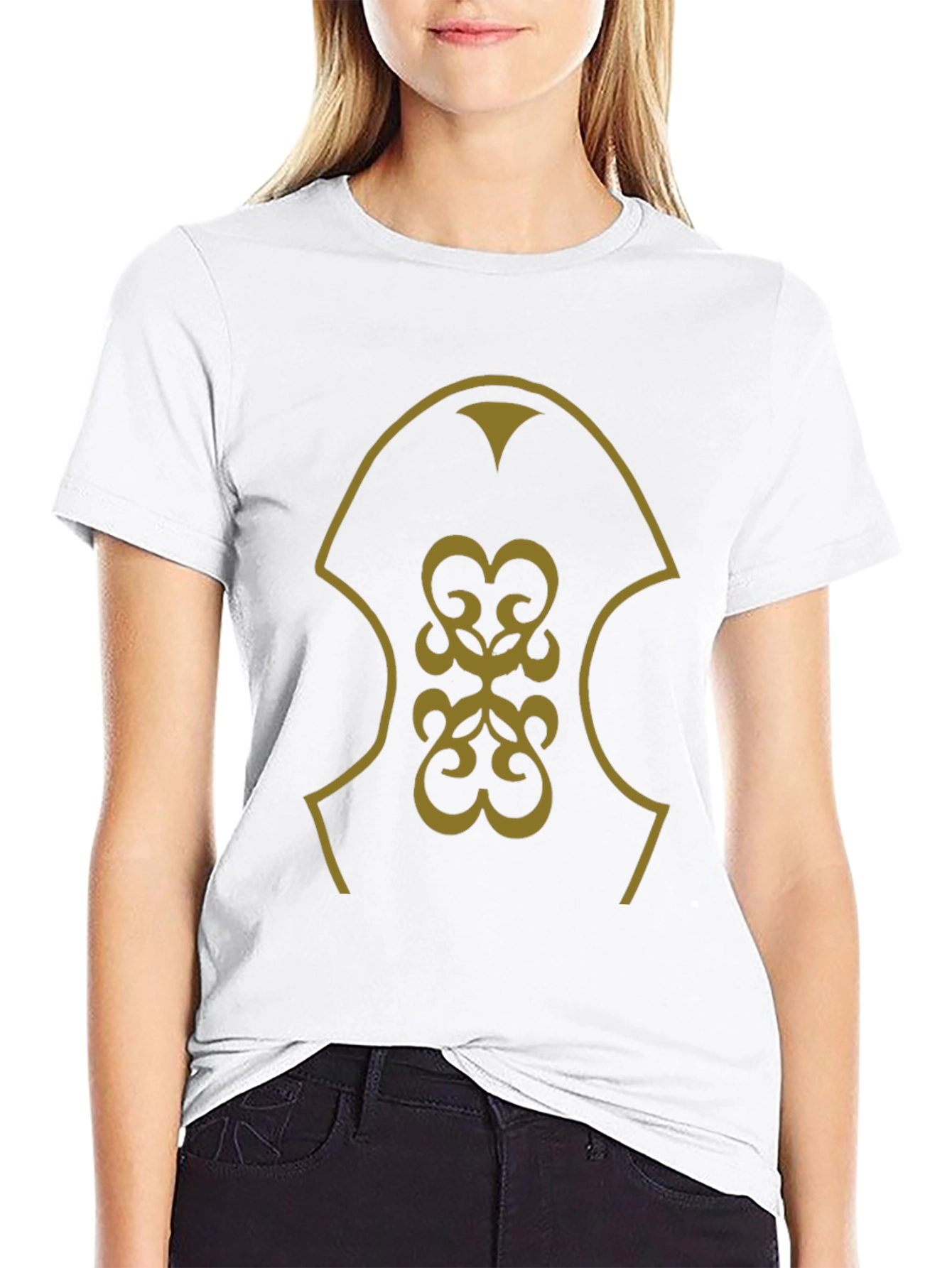 Stylish Black T-Shirt with Golden Pattern