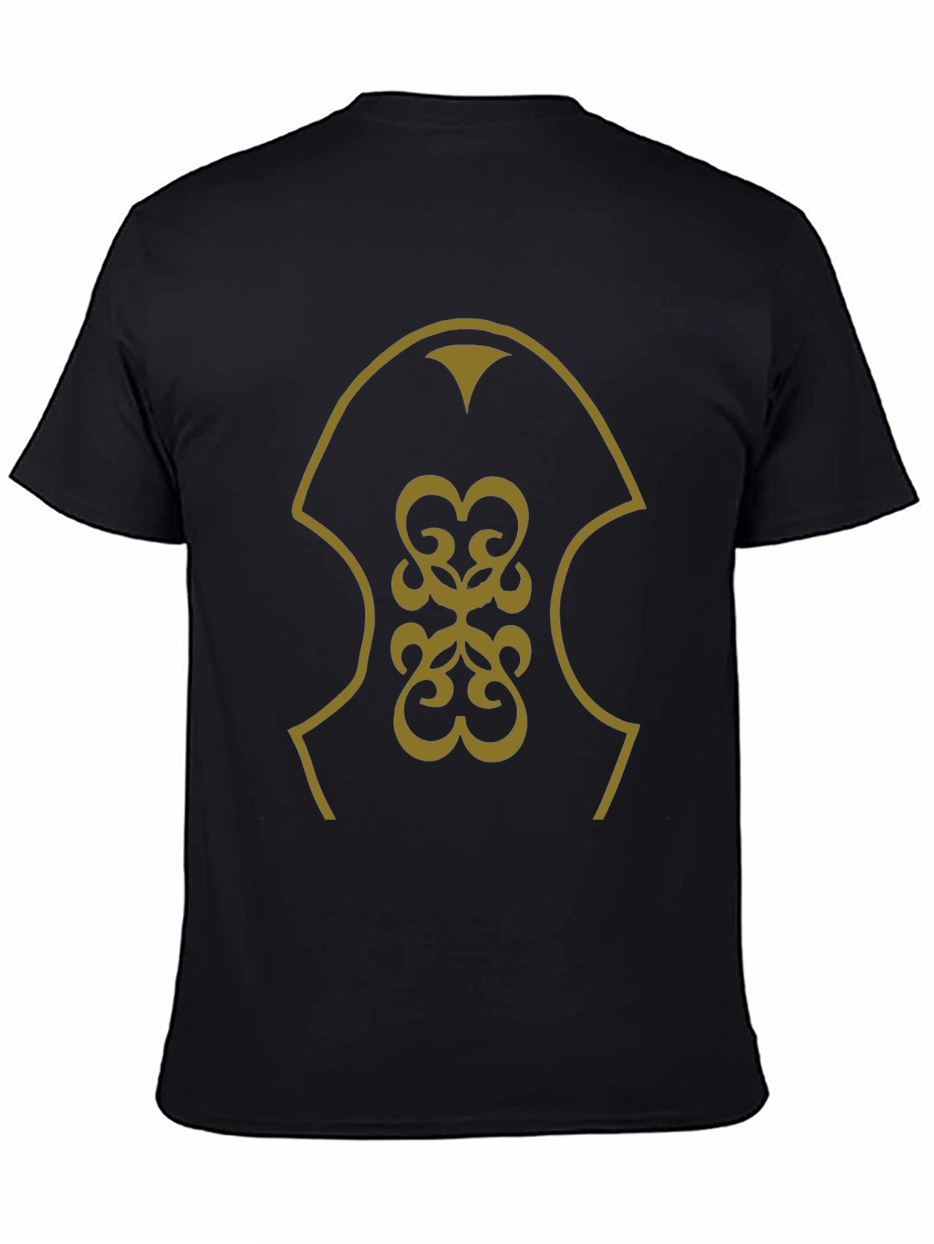 Stylish Black T-Shirt with Golden Pattern