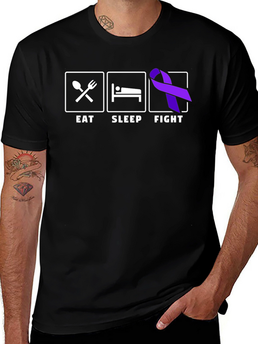 Eat Sleep Fight Ribbon T-Shirt