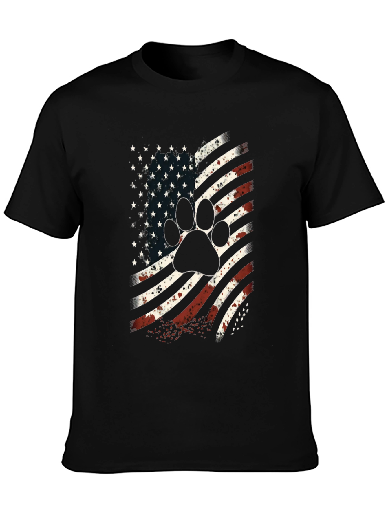 Patriotic Paw Print USA Flag Graphic T-Shirt