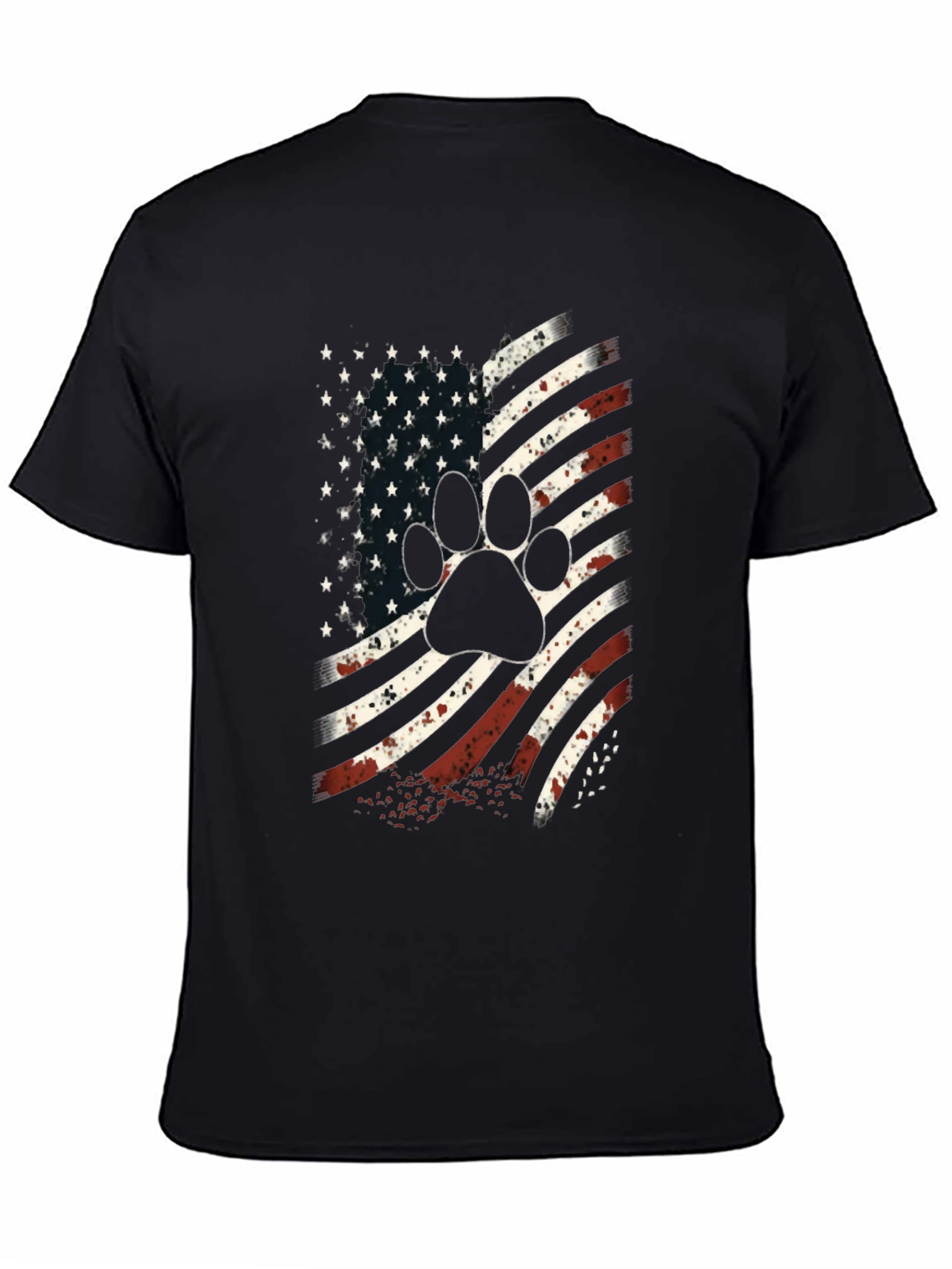 Patriotic Paw Print USA Flag Graphic T-Shirt