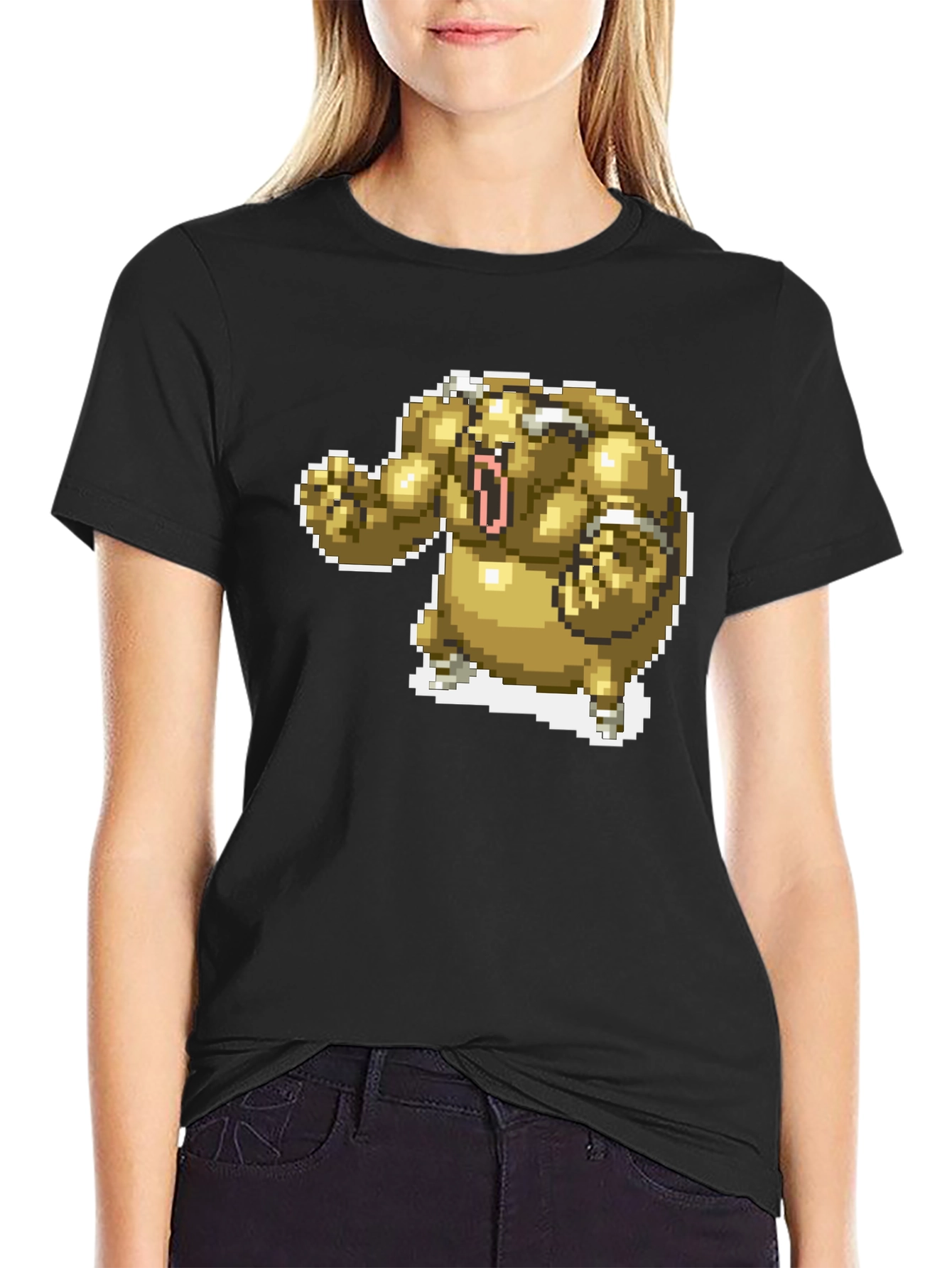 Pixel Art Monster Graphic T-Shirt - Black