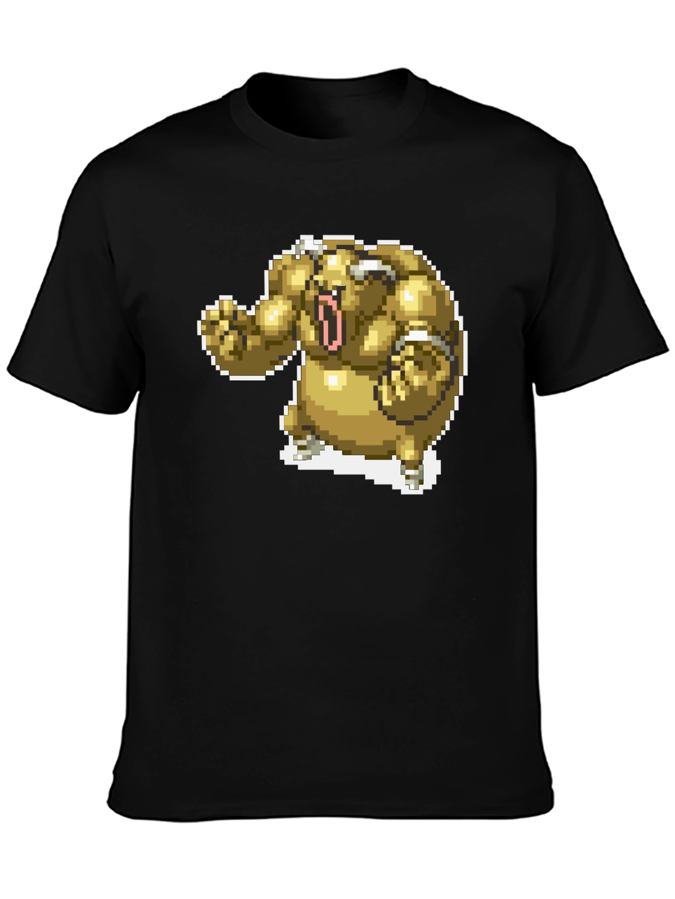 Pixel Art Monster Graphic T-Shirt - Black