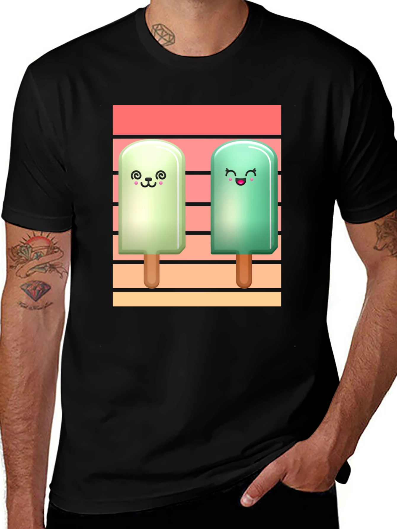 Cute Ice Cream Pops Graphic T-Shirt