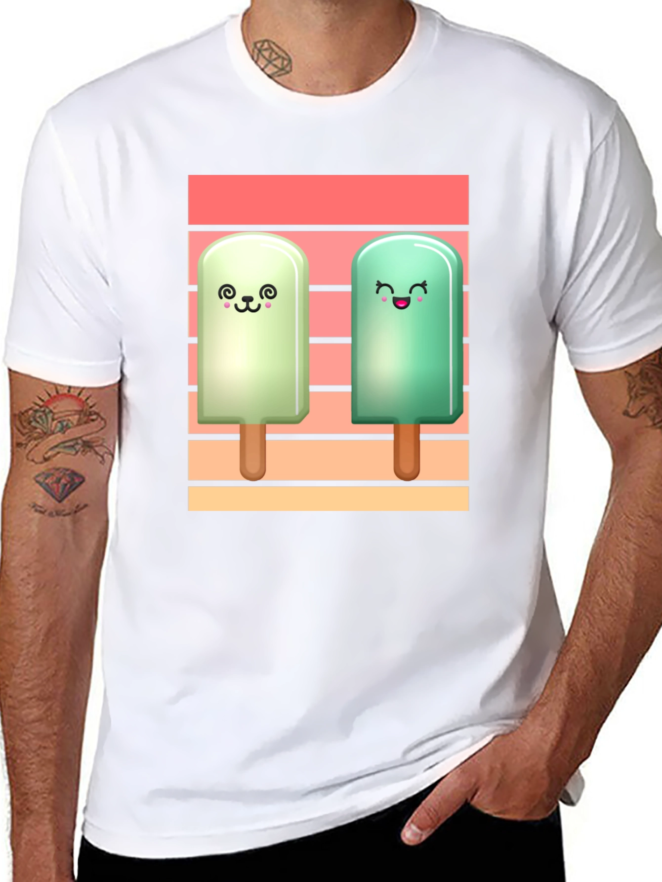 Cute Ice Cream Pops Graphic T-Shirt