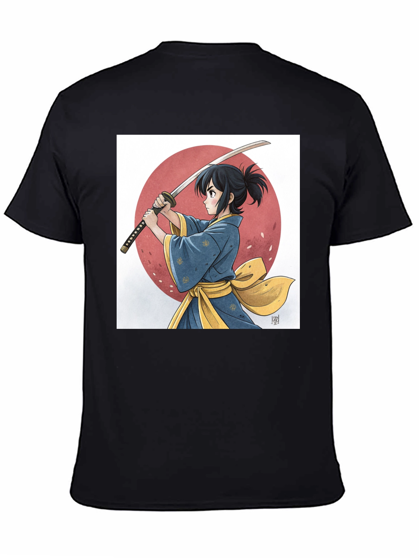 Anime Samurai Graphic Black Tee