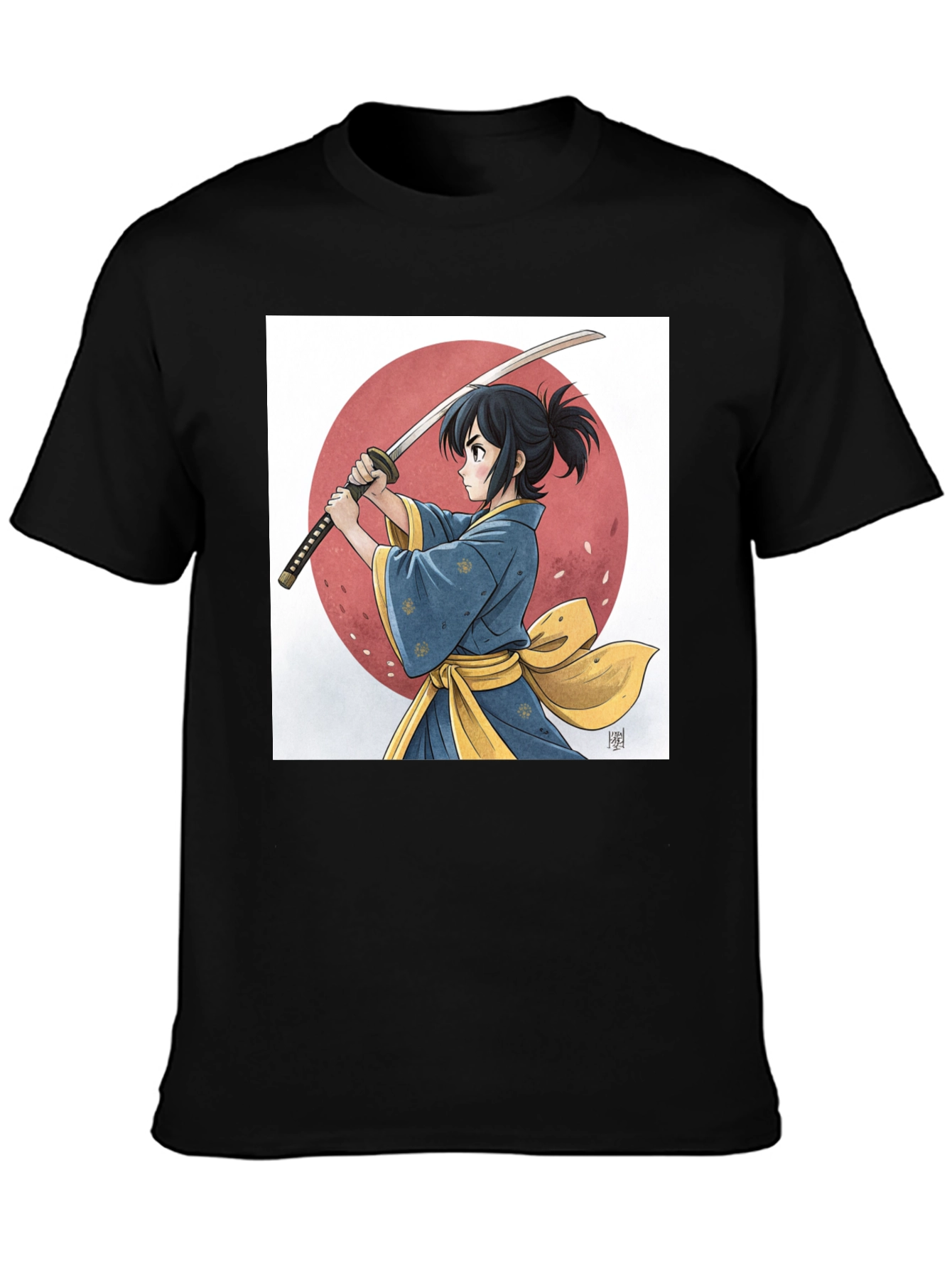 Anime Samurai Graphic Black Tee