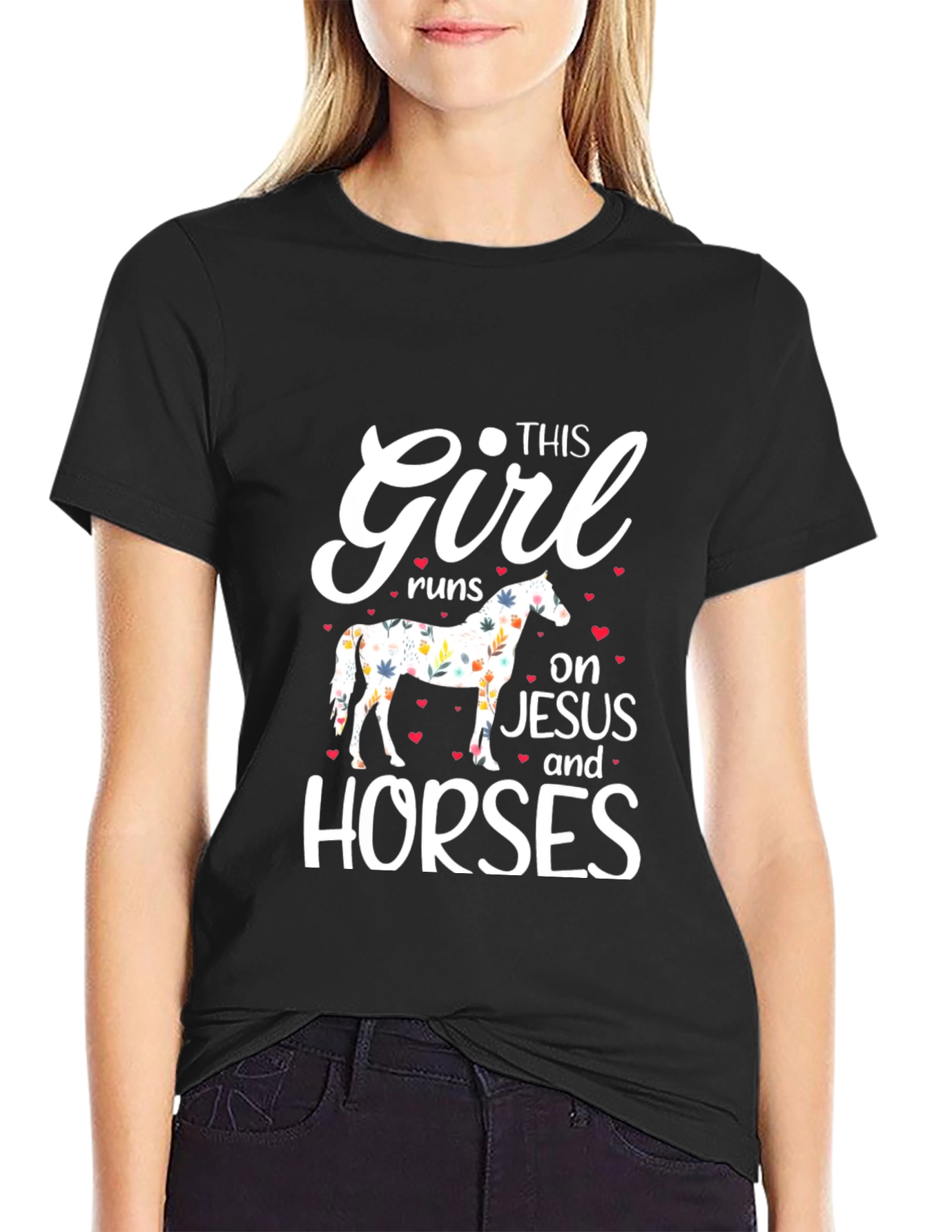 This Girl Runs On Jesus And Horses T-Shirt