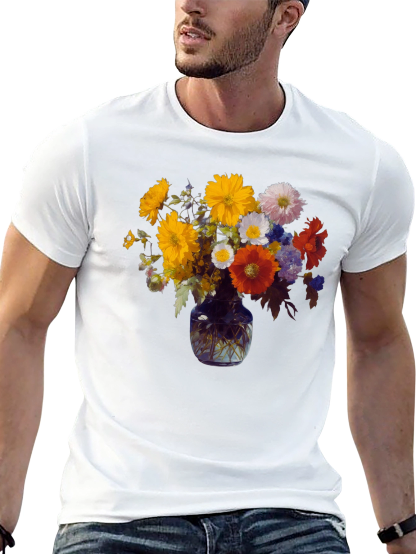 Floral Vase Graphic Tee - Stylish Comfort