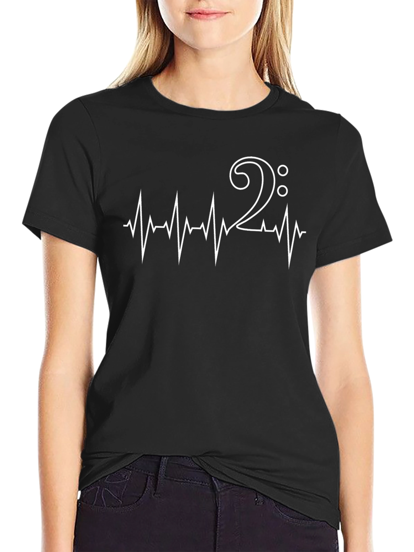 Bass Clef Heartbeat T-Shirt - Music Lover Tee