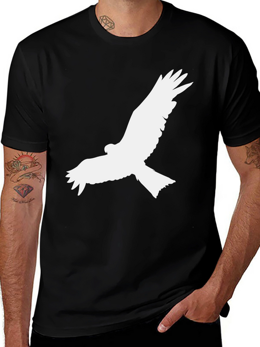 Black T-Shirt with White Bird Graphic