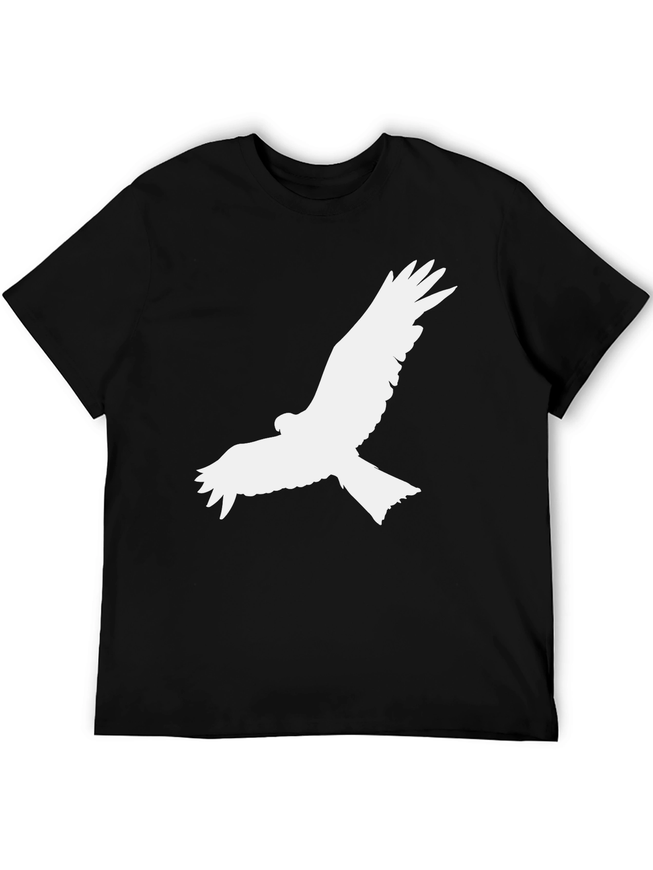 Black T-Shirt with White Bird Graphic