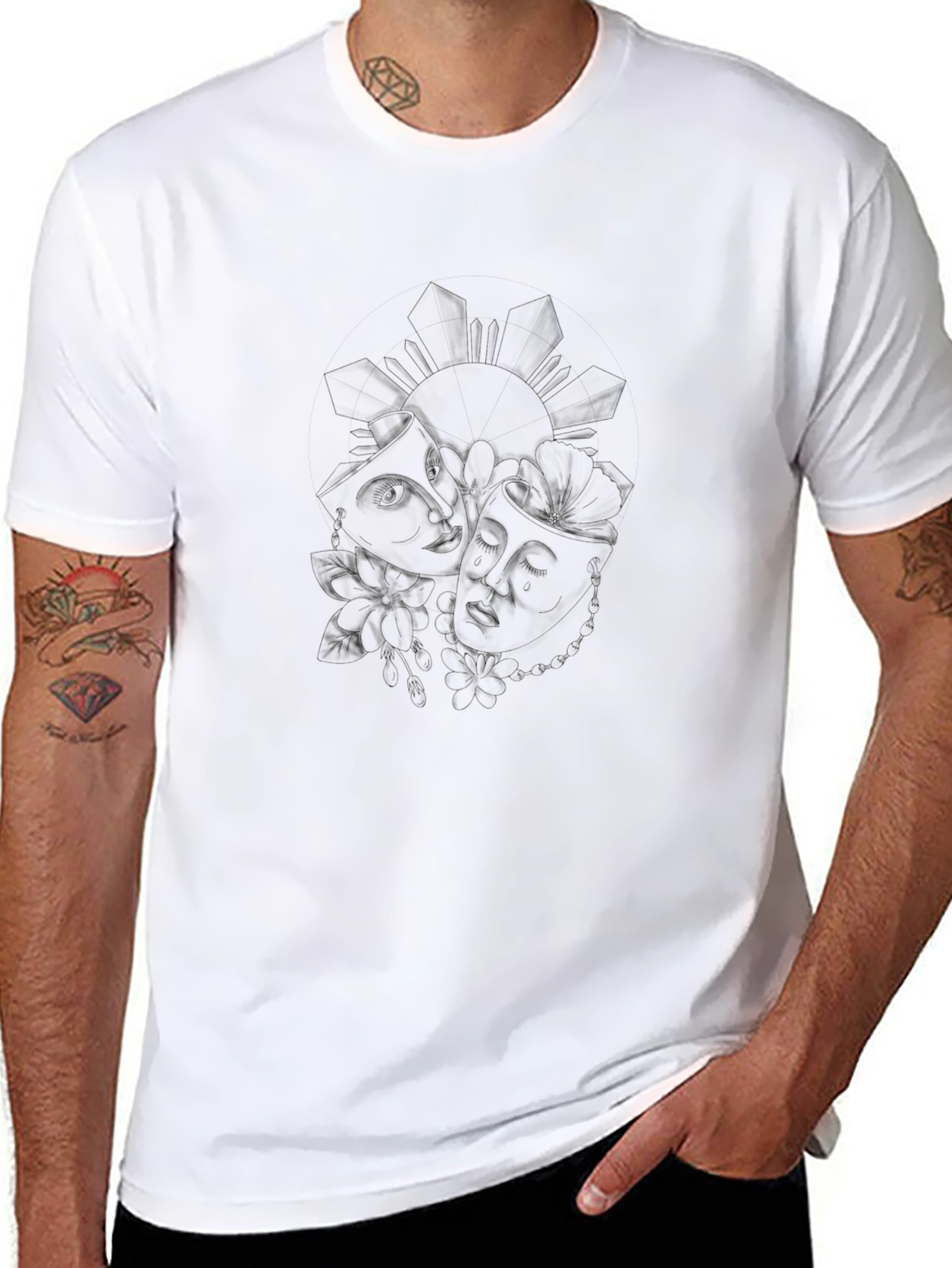 Mens Black Graphic Print T-Shirt