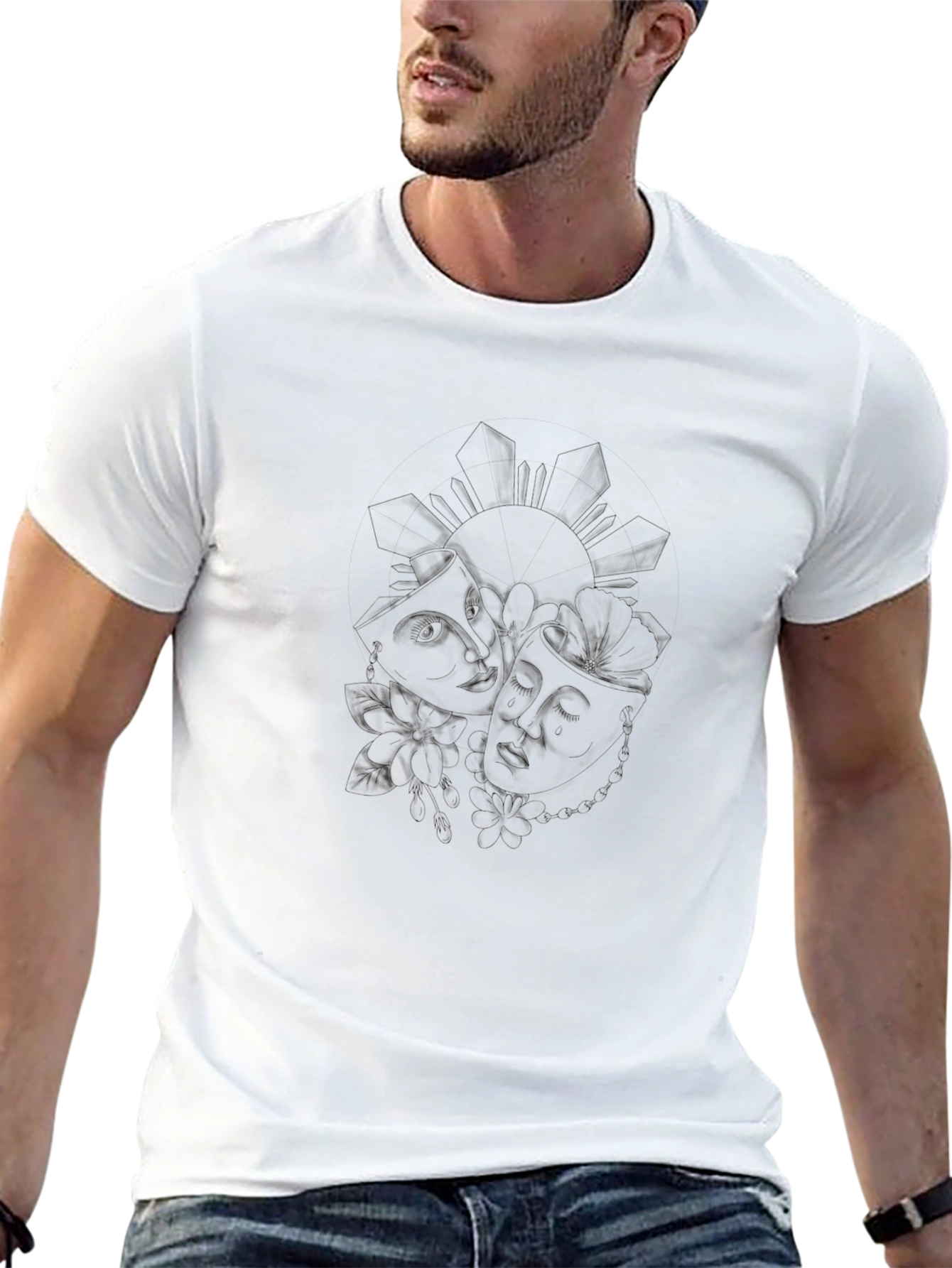 Mens Black Graphic Print T-Shirt