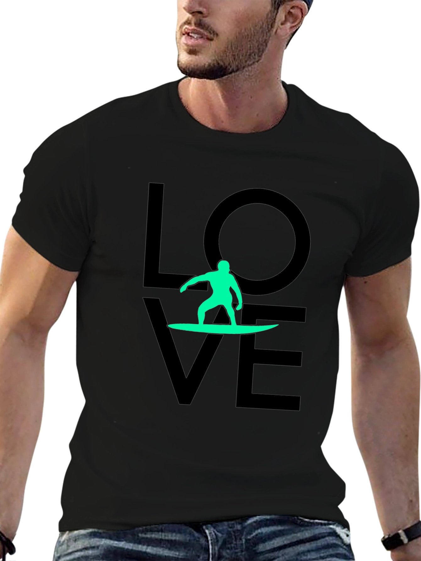 Love Surfing Black T-Shirt