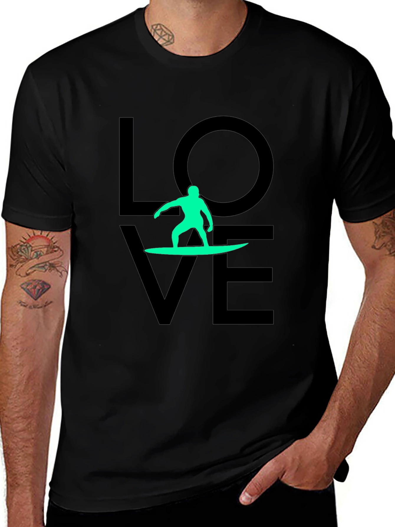 Love Surfing Black T-Shirt