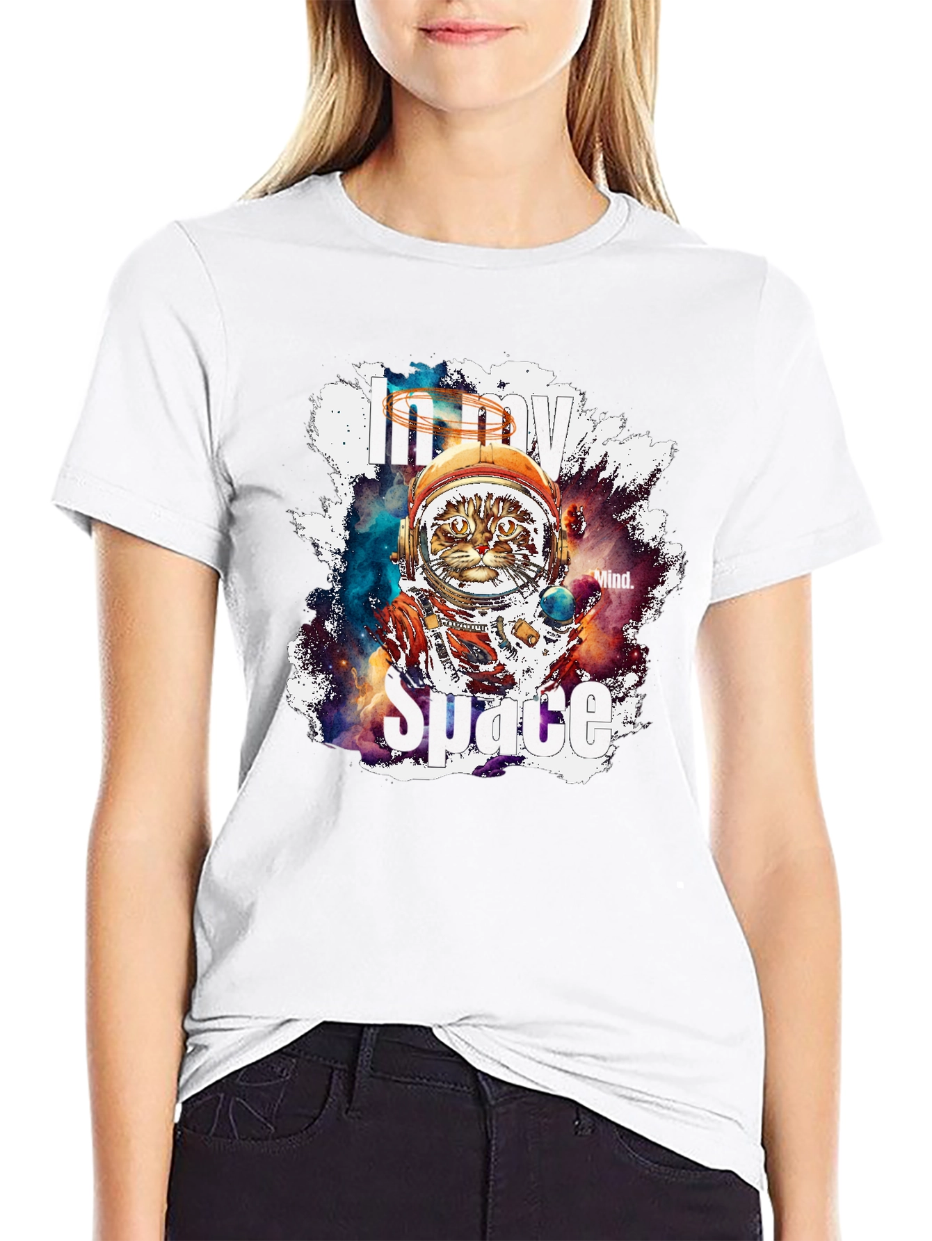 In My Space Cat Astronaut Graphic T-Shirt