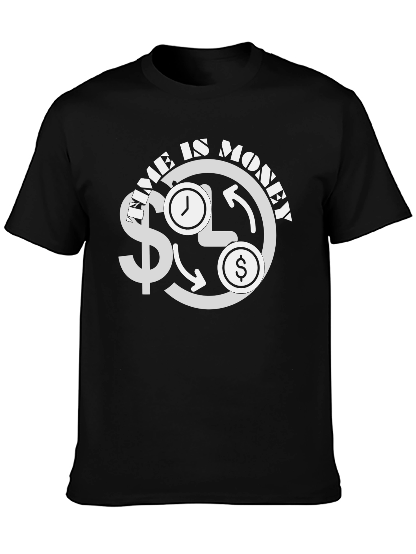 Time is Money Graphic Tee - Black Cotton T-Shirt