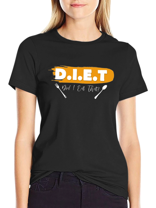 Funny Diet T-Shirt - Did I Eat That? Black Cotton Tee